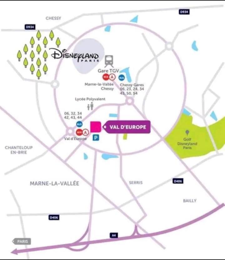 Appartement Disneyland Paris Val D'Europe La Vallee Village Parking 500M Gare Val D'Europe Montévrain Eksteriør bilde